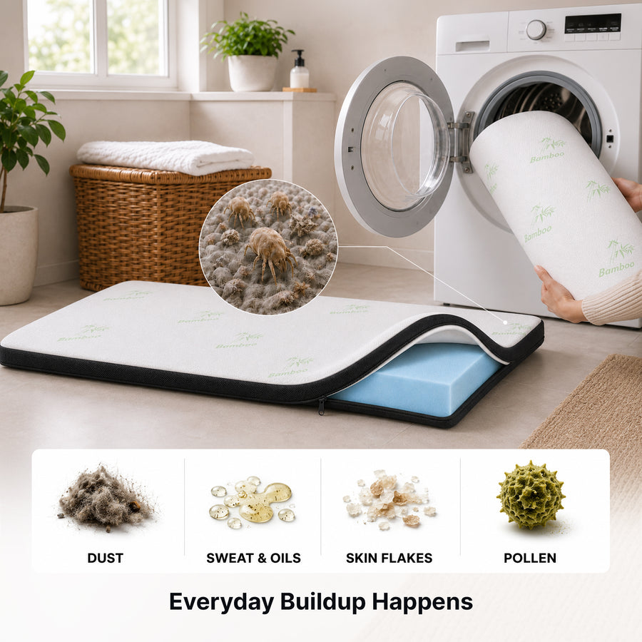Removable machine-washable bamboo viscose cover of the Dolveo mattress topper